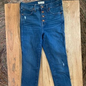 Madewell 10” high rise skinny button front jean
